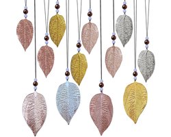 Hangdecoratie metallic look bladeren - set van 12 - stijlvol - natuurlijk
