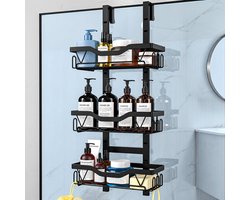 Hangend Douche Rekje Zonder Boren – Zwart – Doucheplank voor Glazen Douchedeur – Badkamer Organizer voor Shampoo en Douchegel