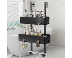 Hangend doucherek met zeepbakje, verstelbaar en boorvrij voor glazen deuren