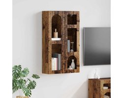 Hangend Kastje - Wandkast Met Plank - Opbergen Keuken - Robuuste Constructie - 59x20x100cm - Antiek Hout