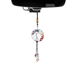 Hangend ornament voor auto achteruitkijkspiegel - 7 chakra stenen - helende kristallen - stenen hanger - auto-interieur accessoires - Reiki - geluk - meditatie - decoratie voor raam - thuis auto spiegel hanger