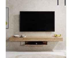 Hangend TV-meubel Aydin 150x22x29,6 cm | Modern Zwevend Lowboard met Plank | Eenvoudig te Reinigen TV Tafel voor Woonkamer, Slaapkamer of Kantoor | Pauwhome