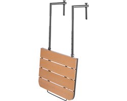 Hangende Balkontafel, 63,5 x 61 cm, inklapbare bartafel, 4-traps verstelbaar voor leuningen van 2,5 cm tot 21 cm, serveertafel voor terras en vlonder