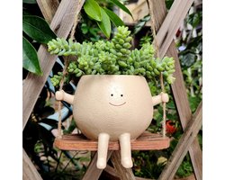 Hangende Bloempot Met Schommel Gezicht, Grappige Sierpot Voor Planten, Decoratieve Plantenpot Voor Huis