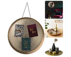 Hangende Decoratie Schaal - Decoratieschaal - Wanddecoratie Schaal - Goud Aluminium - 38 cm - Multifunctioneel Wandbord - Dienblad