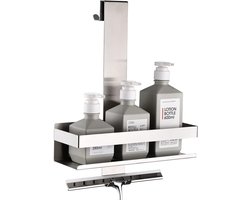 Hangende doucheplank met haken, roestvrijstalen opbergrek voor glazen douchewand