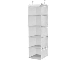 Hangende garderobekast - 5 planken - met opbergzakken - 30 x 30 x 108 cm
