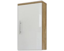Hangende Kast - Muurkastje - Opbergen Keuken - Hoogglans Fronten - 40x68x20cm - Wit Eiken