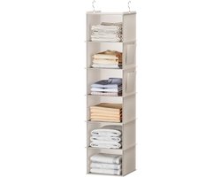 Hangende Kast Organizer met 6 Planken en Zijzakken - Beige