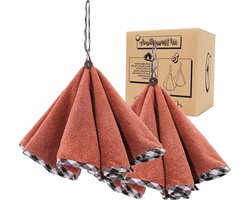 Hangende Keukendoeken - Met Lus - Snel Drogen - Knoopsluiting Ontwerp - Set van 2 - Rood Steen