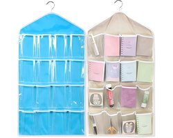 Hangende Opberger - Kast Organizer - Kleding Opbergen - 16 Vakken - 75x41cm - Grijs/Blauw