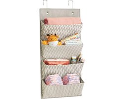 Hangende opberger met 4 zakken - kledingkastorganizer - multifunctioneel/deurbevestiging - opberger voor babykamer kinderkamer box slaapkamer camping caravan- taupe/natuurlijk