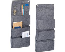 hangende opberger - set van 2 - 4 vakken - 65 x 30 cm - wand organizer - deur - vilt