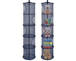 Hangende opbergorganizer – 2-pack – Opvouwbaar hangrek – 5 vakken – Hangende opbergzak van gaas – Voor knuffels, kinderkamers en balkons