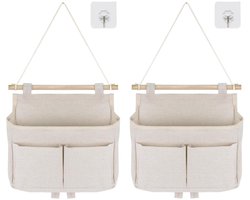 Hangende opbergzak - Hangende Opberger - Hangende organizer voor badkamerdeuren - met klevende haken - voor thuis, school, kantoor, winkel, camper, tent - 2-pack