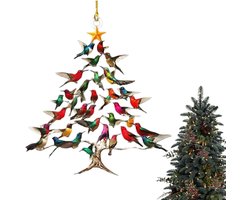 Hangende ornamenten - Kerstboomversiering met kolibries - Stapelbare vogelornamenten | Stijlvolle woondecoratie voor muren, ramen en tuinen