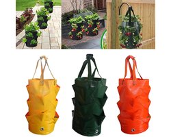 Hangende plantenbakken - Kweekzakken - Groenten kweken - Met handgrepen - 3 stuks 3 liter - Geel oranje groen