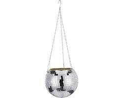 Hangende Plantenpot met Spiegelglas – Zilver – 20 cm – Retro Bloempot voor Succulenten & Kamerplanten – Cadeau Idee