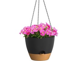 Hangende Plantenpotten met Watering Inlet - Zelf Water gevende Plantenbak voor Binnen en Buiten - Donkergrijze Bloempot met Drainagegaten - 30cm