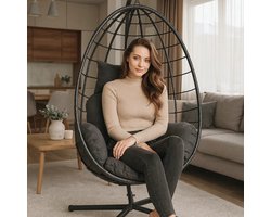 Hangende schommelstoel, opvouwbaar cocon zwart
