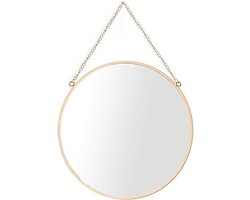 Hangende spiegel 30x30cm Ronde badkamer make-up spiegel Messing frame met ketting om op te hangen Medium