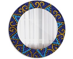 Hangende Spiegel - Decoratieve Spiegel - Interieur Decoratie - Moderne Opdruk - Ø 50 cm - Multicolor