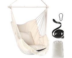 Hangende Stoel en Hangmat met 2 Kussens - Draagbare Boheemse Stoel tot 500 kg