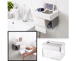 Hangende Toiletrolhouder - Tissuehouder met Leg plankje en GSM sleuf - Wc Rollen - Papier - Tissue's -Toiletrolhouder