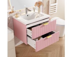 Hangende Wastafelkast - Badkamerkast - Opbergen Badkamer - Vochtbestendig MDF - 50x60cm - Roze