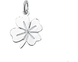 Hanger Klavertje Zilver Wit