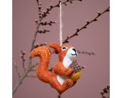 Hanger Vilt Fairtrade - Eekhoorn Oranjebruin - 10cm - Bosthema Homedeco