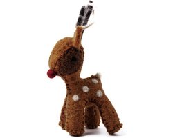Hanger Vilt - Rendier Rudolf Rode Neus - 13x6,5cm - Fairtrade