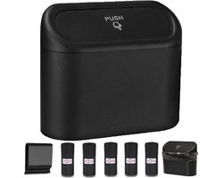 Hanging Auto Vuilnisbak met Deksel - Draagbare Autoafvalbak - Multifunctionele Kleine Vuilnisbak met 5 Rollen Vuilniszakken - Voor Auto's, Thuis, Kantoor