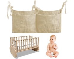 Hanging Baby Bed Organizer with 2 Pockets - Storage Solution for Diapers, Clothes, and Toys