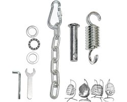 Hanging Chair Set - Schommelstoel Ophanging - Ontspannen Zitten - Verhoogde Stabiliteit - 250 kg Capaciteit - Zilver