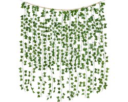 Hanging Fake Vines voor Slaapkamer Wanddecoratie - Kunstplanten Bladeren met Houten Kralen Set - Binnen Groene Klimop Garland voor Woonkamer Appartement Kerst Bruiloft Feest Tienermeisjes Kamer