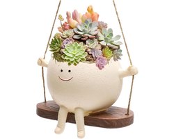Hanging Flower Pots Rocking Planter Resin Flower Pot for Indoor Outdoor (A)