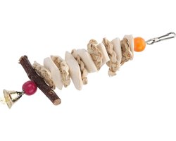 Hanging Kauwspeelgoed met Bel voor Afrikaanse Grijze Papegaaien en Parkieten - 25 cm, Cuttlebone, Speelgoed voor Vogels, Kauwplezier