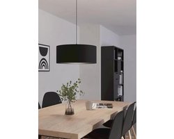 Hanging Lamp 1 Flamed Pendant Light, Vintage Modern Steel and Textile Light for Dining Table and Living Room, E27 Socket, 53 cm Diameter