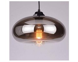 Hanging Lamp Black Smoke Glass Ellipse – Warm White Light for Living Room, Bedroom, Kitchen, Hallway – E27