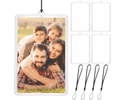 Hanging Photo Frame for Car - 4 Transparent Folding Card Holders - Black Rope - Personalized Rearview Mirror Photo Ornament - Auto Accessoires - Fotolijstje