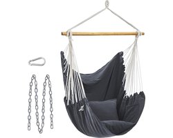 Hanging Swing Chair with 2 Cushions, Metal Chain, Maximum Load 150 kg, Indoor and Outdoor Use, Living Room, Bedroom, Dark Grey