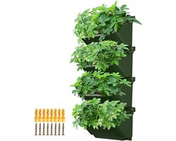 Hanging Vertical Wall Planter Space Saving Plant Wall Self Watering Plant Pots for Courtyard Garden Balcony Home Decoration (Army Green 4 Holes)