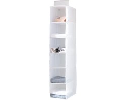 Hanging Wardrobe Organizer met 6 Planken voor Kleding, Sweaters en Accessoires (Wit, 20cm)