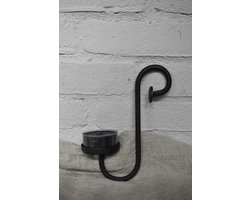 Hangkandelaar massief metaal voor in windlicht maat M - Windlicht houder voor groot Waxinelicht - Glashaak metaal - S Haak - Waxinelicht houder groot metaal