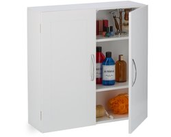 hangkast badkamer - 3 vakken - verstelbare planken - 60 x 60 x 20 cm - wit