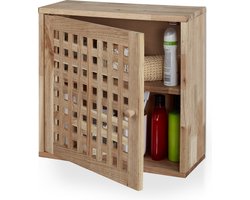 hangkast badkamer - hout - 2 vakken - met deur - 42 x 42 x 18 cm - wandkast