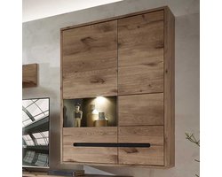 Hangkast Bellini 90cm 2 deuren - eik/antraciet - Emob - Vitrinekast - Bruin - Melamine; MDF; Spaanplaat; Glas