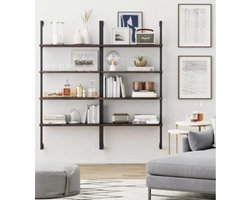 Hangkast / boekenkast  met massieve  /  houten planken/metaal (industrieel)P16