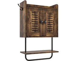 Hangkast - bruin - 40x61x17,5 cm - met deur - muurbevestiging